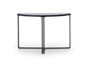 White Marble Top & Polished Chrome Frame Demi Lune Console Table-Cheshire Furniture Outlet