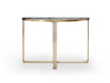 White Marble Top & Polished Chrome Frame Demi Lune Console Table-Cheshire Furniture Outlet