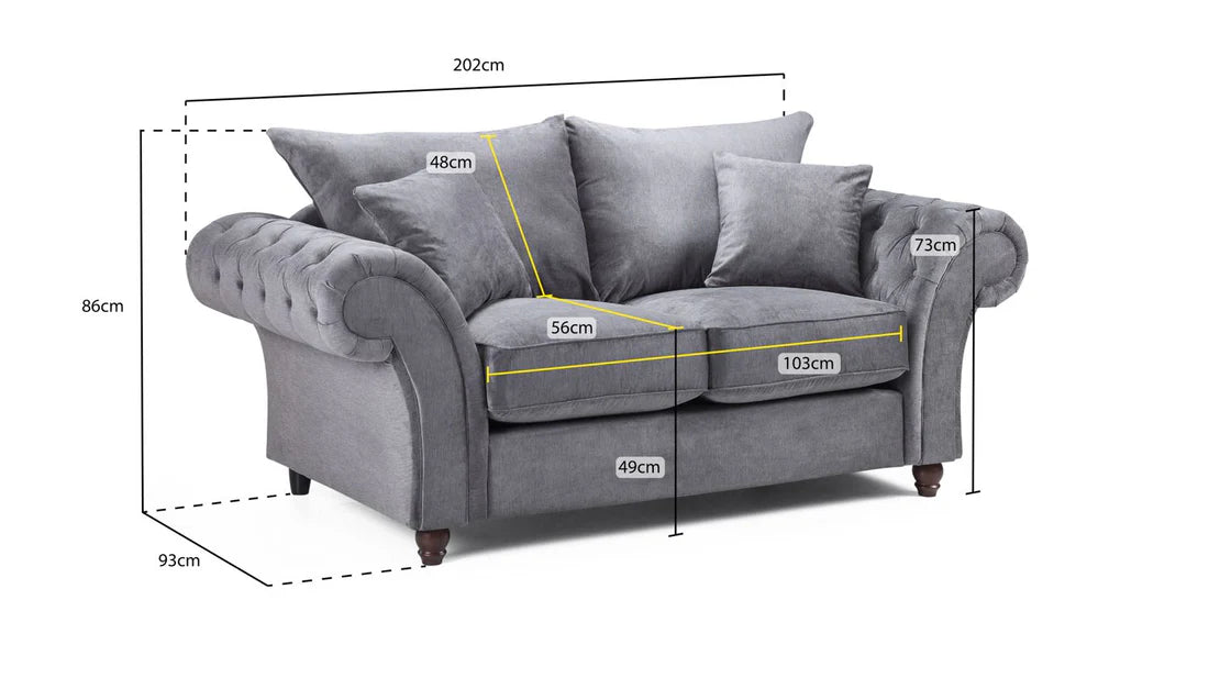 Windsor Fullback Sofa Stone 2 Seater