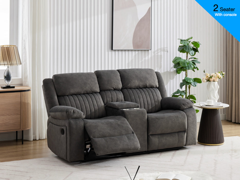 Morgan 2 Seater Recliner With Console Iron