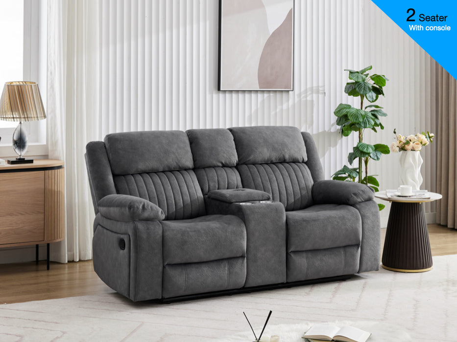 Morgan 2 Seater Recliner With Console Slate Grey