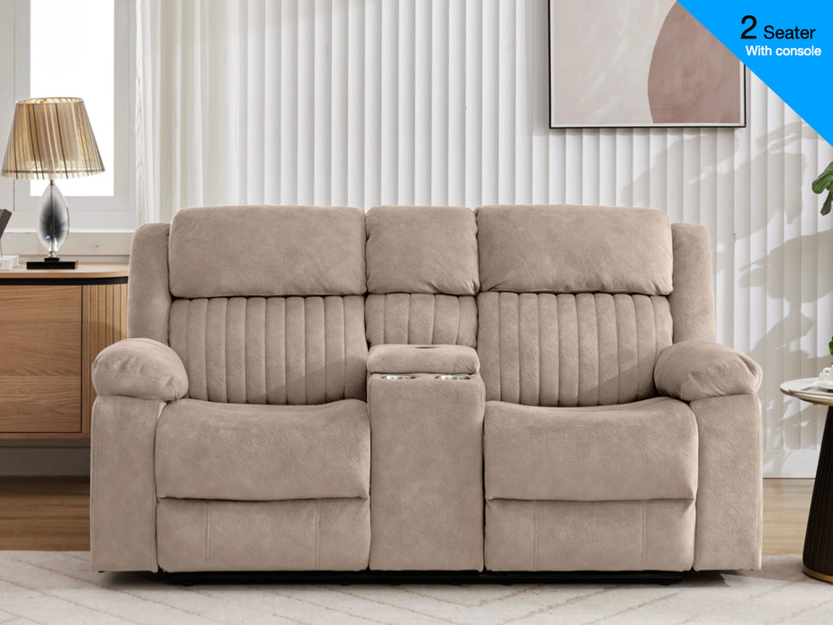 Morgan 2 Seater Recliner With Console Taupe