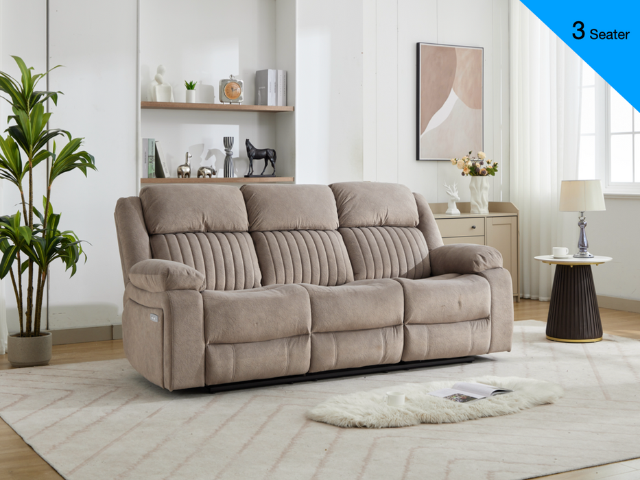 Morgan 3+1+1 Electric Recliner Suite Taupe