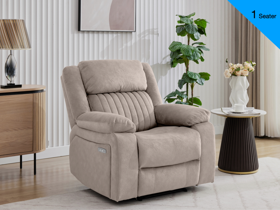 Morgan 3+1+1 Electric Recliner Suite Taupe