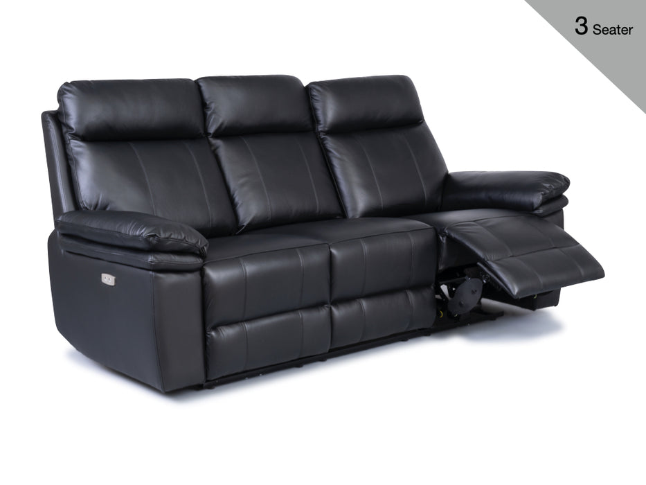 Horizon 3+1+1 Electric Reclining Leather Suite Black
