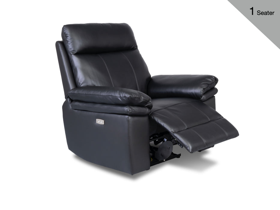 Horizon 3+1+1 Electric Reclining Leather Suite Black