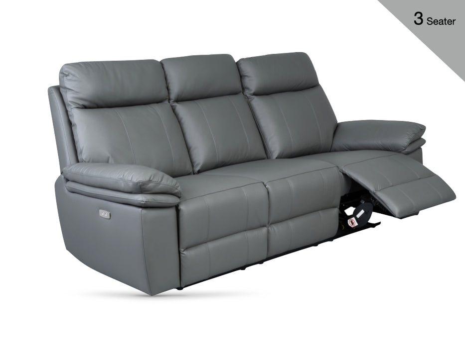 Horizon 3+1+1 Electric Reclining Leather Suite Dark Grey