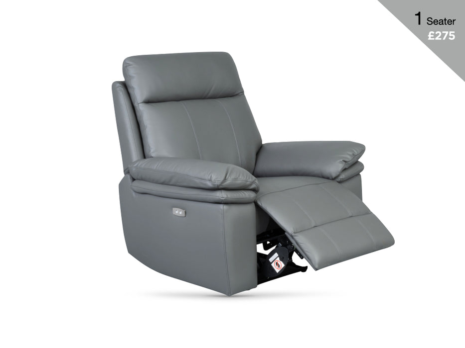 Horizon 3+1+1 Electric Reclining Leather Suite Dark Grey