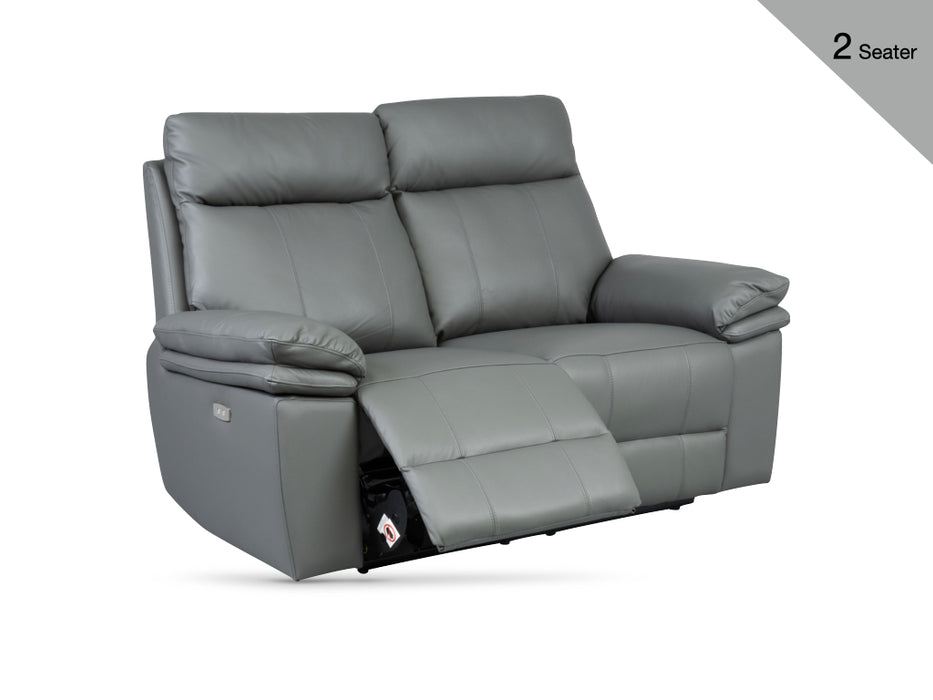 Horizon 3+2 Electric Reclining Leather Suite Dark Grey