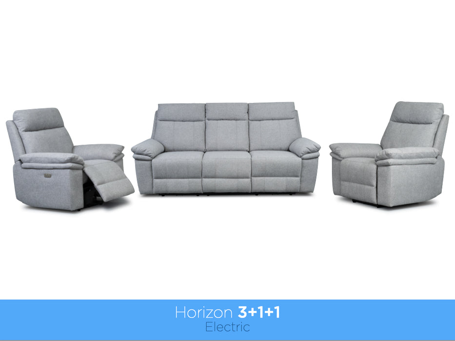 Horizon 3+1+1 Electric Reclining Suite Light Grey