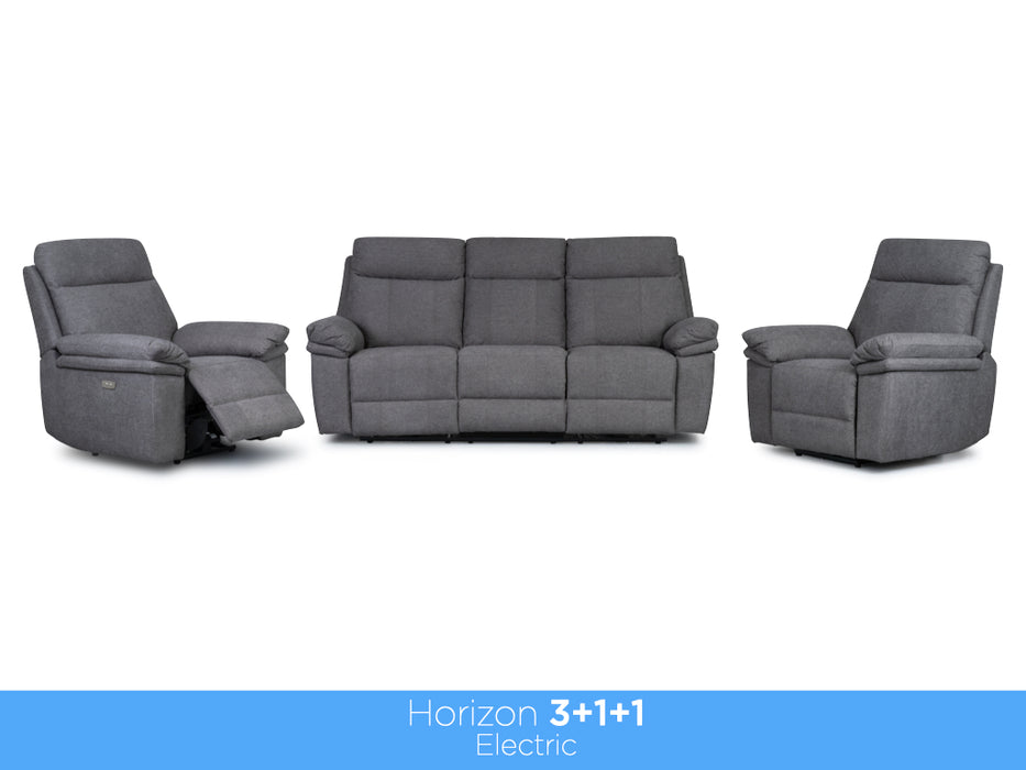 Horizon 3+1+1 Electric Reclining Suite Dark Grey