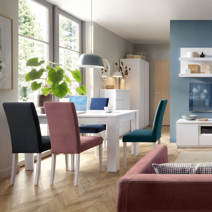 Fribo Rectangular 4-6 Seater Extending Dining Table 140-180cm in White