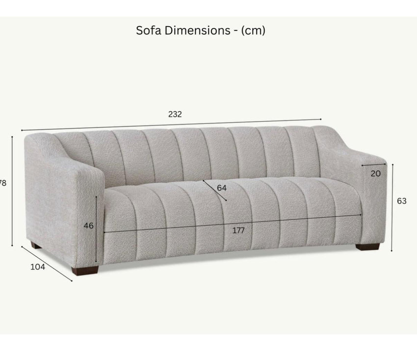 Aluxo Astoria 3 Seater Sofa in Iron Boucle Fabric