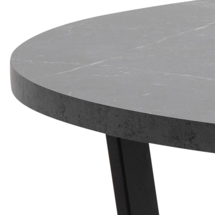 Amble 4 Seater Round Dining Table with Black Marble Melamine Top & Black Legs 110x75cm