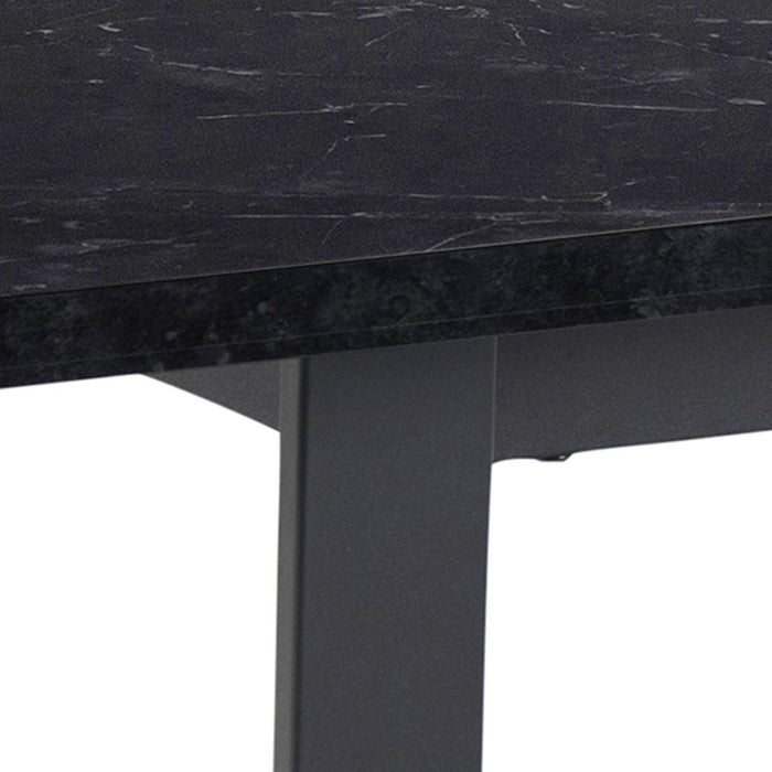 Amble 6 Seater Dining Table with Black Marble Melamine Top & Black Legs 160x74cm