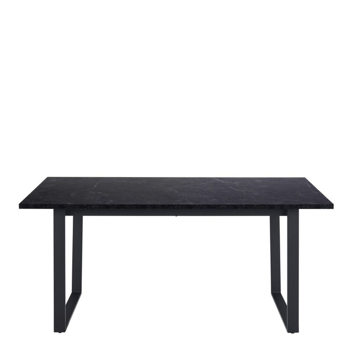 Amble 6 Seater Dining Table with Black Marble Melamine Top & Black Legs 160x74cm