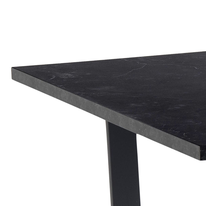 Amble 6 Seater Dining Table with Black Marble Melamine Top & Black Legs 160x74cm
