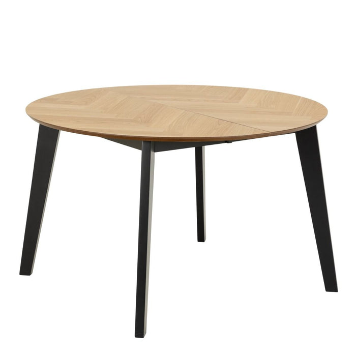 Georgetown 4-6 Seater Round Extending Dining Table in Oak & Black 198x75.5cm