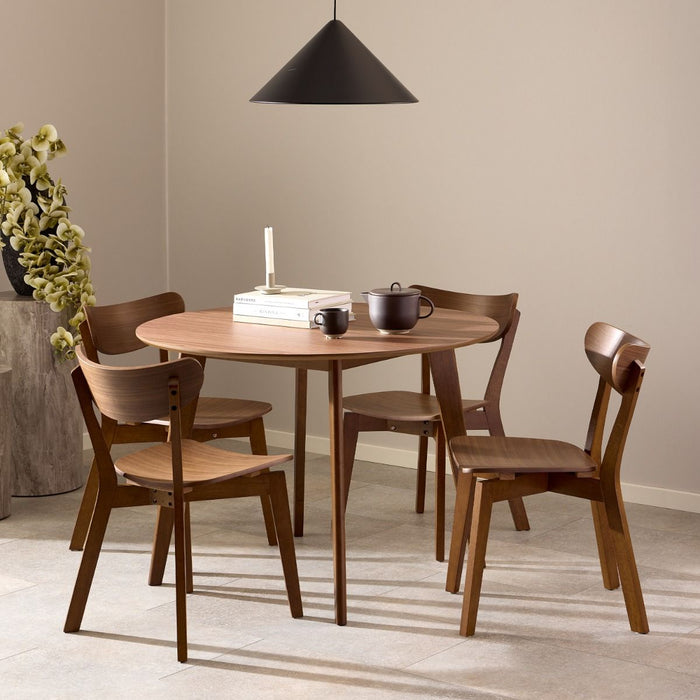 Roxby 4 Seater Round Dining Table in Walnut 105x76cm