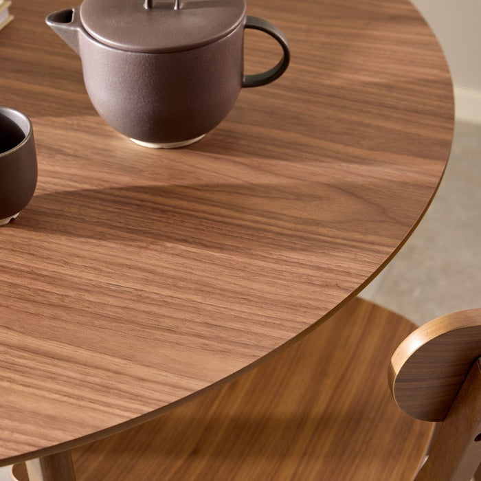 Roxby 4 Seater Round Dining Table in Walnut 105x76cm