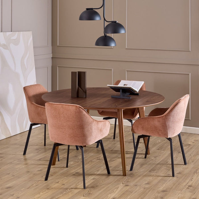 Roxby 4 Seater Round Dining Table in Walnut 140x76cm