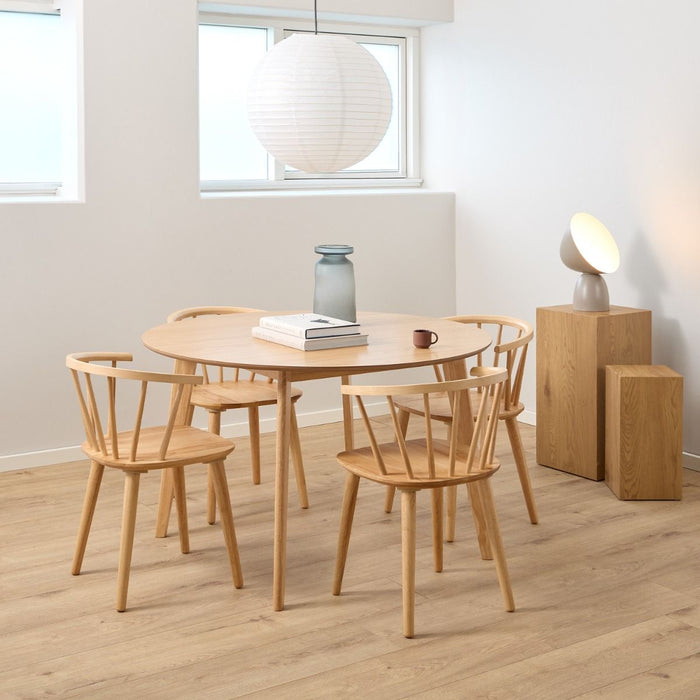 Roxby 4 Seater Round Dining Table in Matt Oak 120x76cm