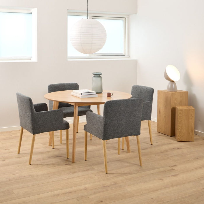 Roxby 4 Seater Round Dining Table in Matt Oak 120x76cm