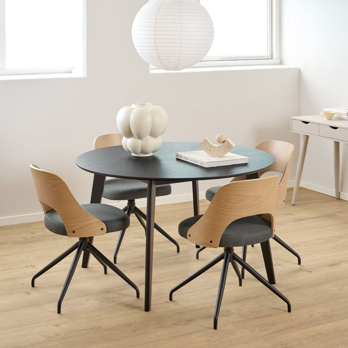 Furniture To Go, Roxby 4 Seater Round Dining Table in Matt Black 120x76cm, Sold by Cheshire Furniture Outlet