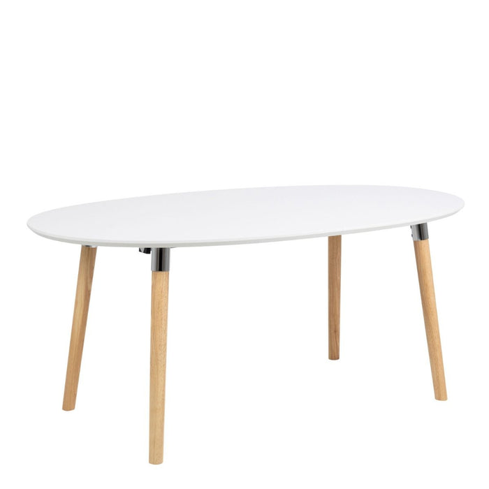 Belina 8 Seater Oval Dining Table in White & Oak 270x74cm