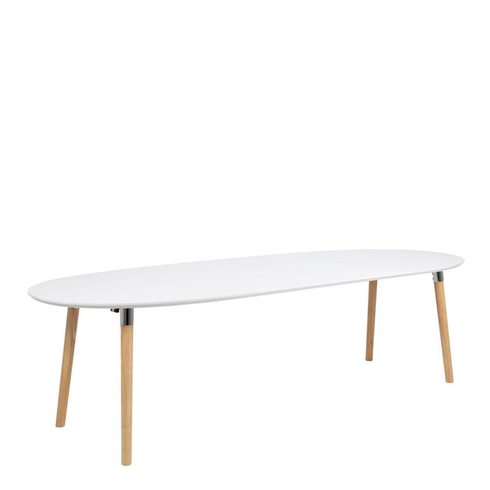 Belina 8 Seater Oval Dining Table in White & Oak 270x74cm