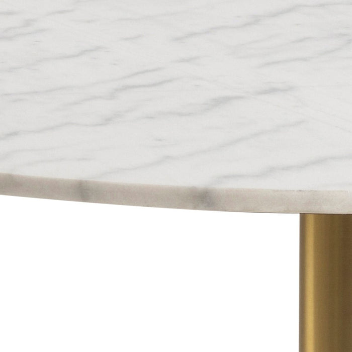 Corby 4 Seater Round Dining Table with White Polished Marble Top & Gold Base 105x75cm