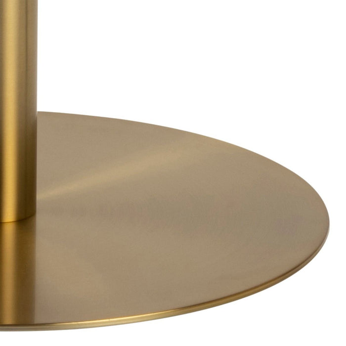 Corby 4 Seater Round Dining Table with White Polished Marble Top & Gold Base 105x75cm