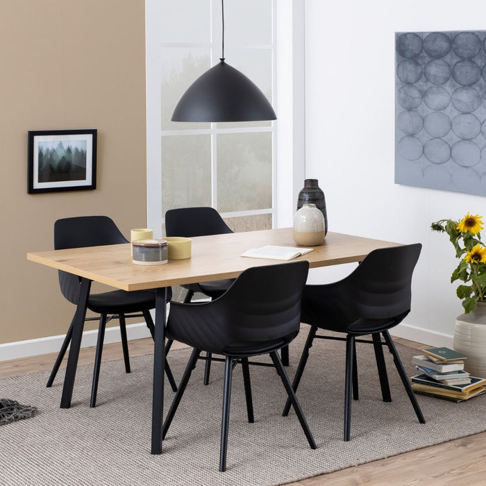 Cenny 4-6 Seater Rectangular Dining Table in Oak & Black 160x75cm