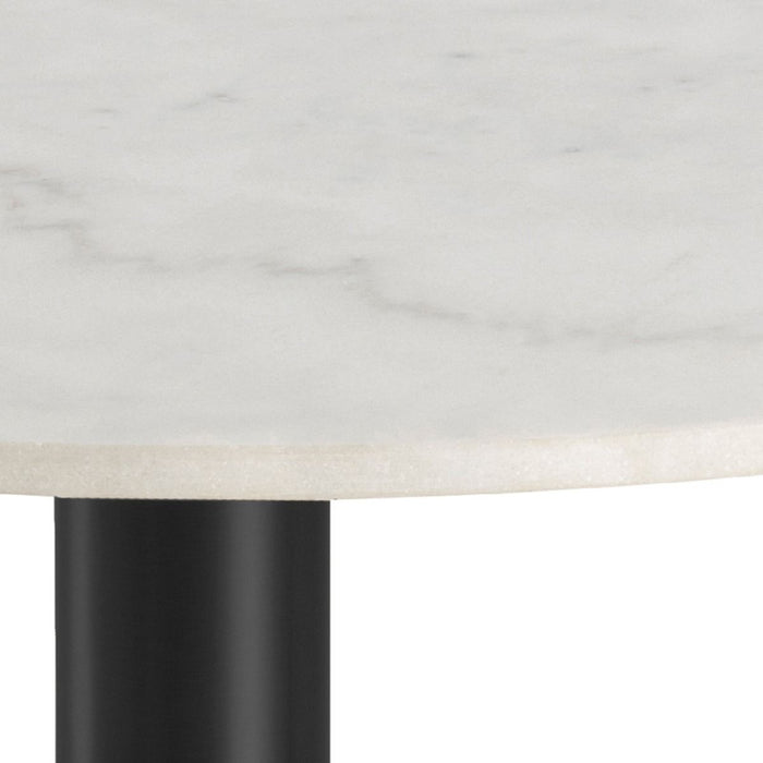 Corby 4 Seater Round Dining Table with White Polished Marble Top & Black Base 105x75cm