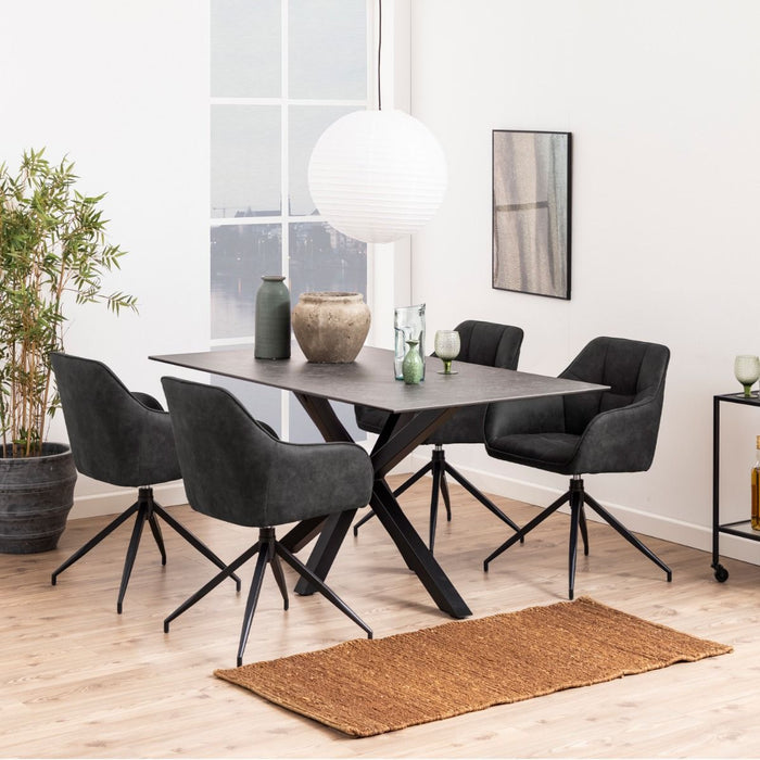 Furniture To Go, Heaven 4-6 Seater Rectangular Dining Table in Ceramic Black Top 160x75.5cm, Sold by Cheshire Furniture Outlet