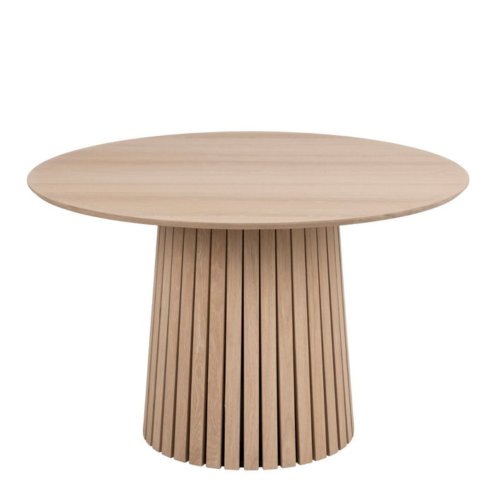 Christo 4 Seater Round Pedestal Dining Table in White Oak 120x75cm