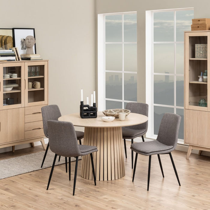 Christo 4 Seater Round Pedestal Dining Table in White Oak 120x75cm