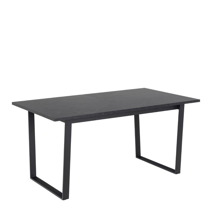 Amble 6-8 Seater Extending Dining Table with Black Marble Melamine Top & Black Legs 160-220cm