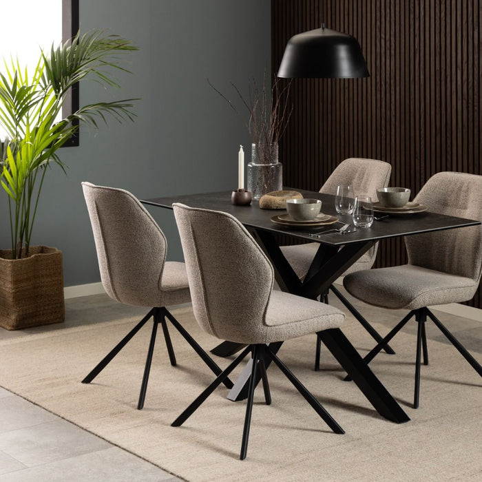 Heaven 4 Seater Rectangular Dining Table with Ceramic Black Top 135x75.5cm
