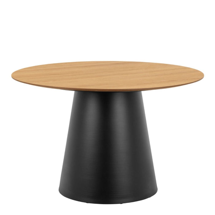 Soli 4 Seater Round Dining Table in Oak/Black 120x75cm