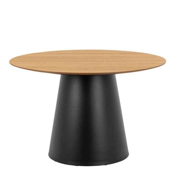Soli 4 Seater Round Dining Table in Oak/Black 120x75cm