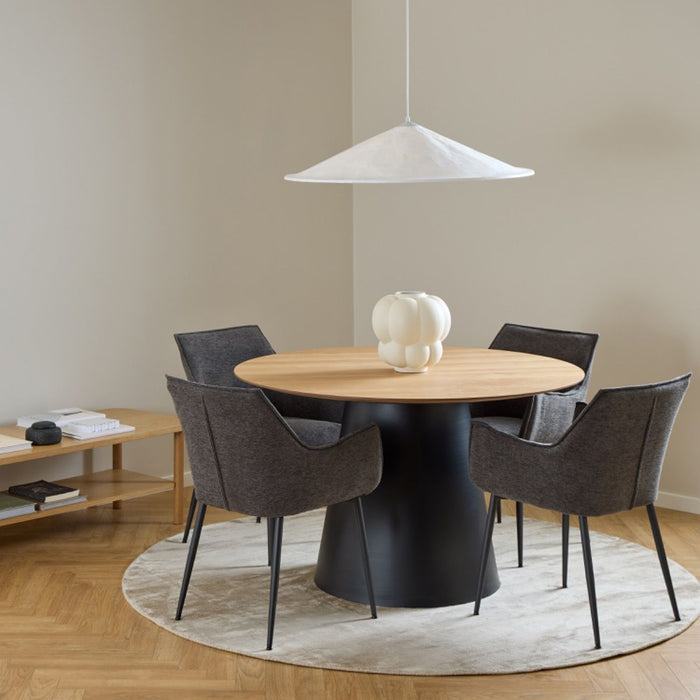 Soli 4 Seater Round Dining Table in Oak/Black 120x75cm