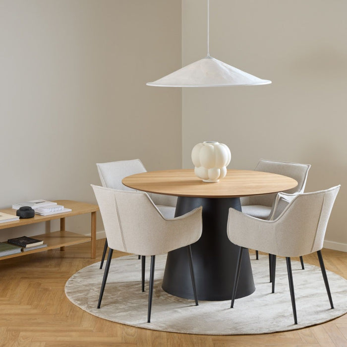 Soli 4 Seater Round Dining Table in Oak/Black 120x75cm