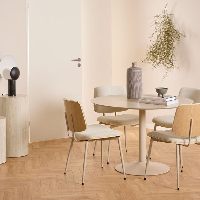 Furniture To Go, Ibiza 4 Seater Round Dining Table with Beige Top and Matt Beige Base 110x74cm