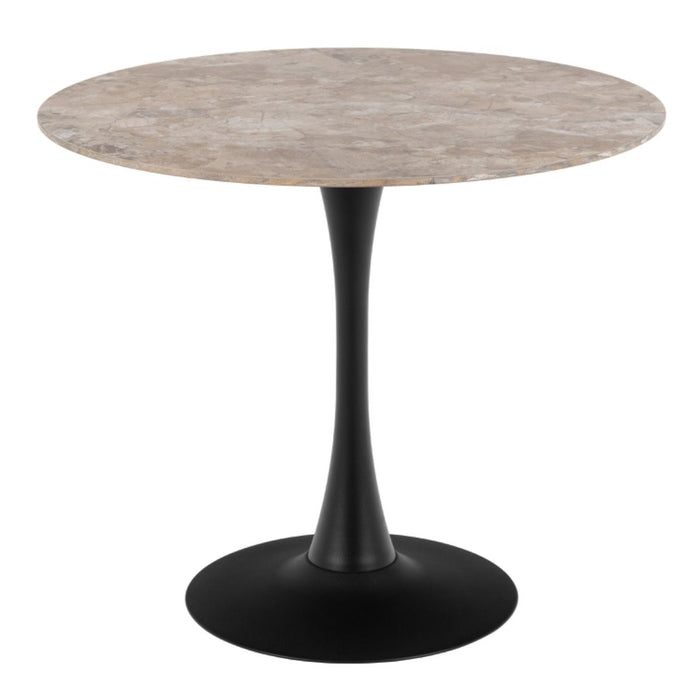 Malta 4 Seater Ceramic Round Dining Table Brown/Black 90x75cm