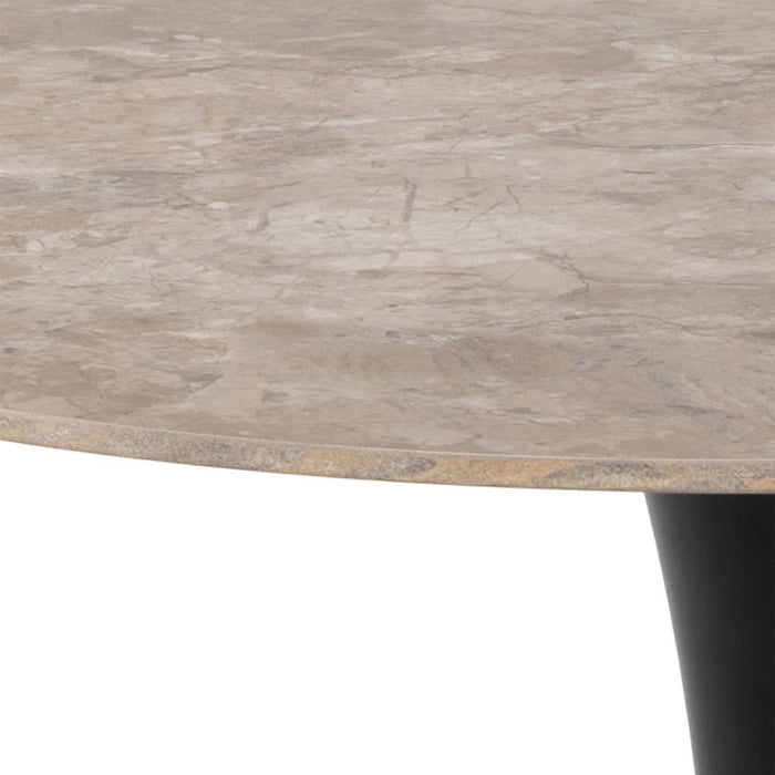 Malta 4 Seater Ceramic Round Dining Table Brown/Black 90x75cm