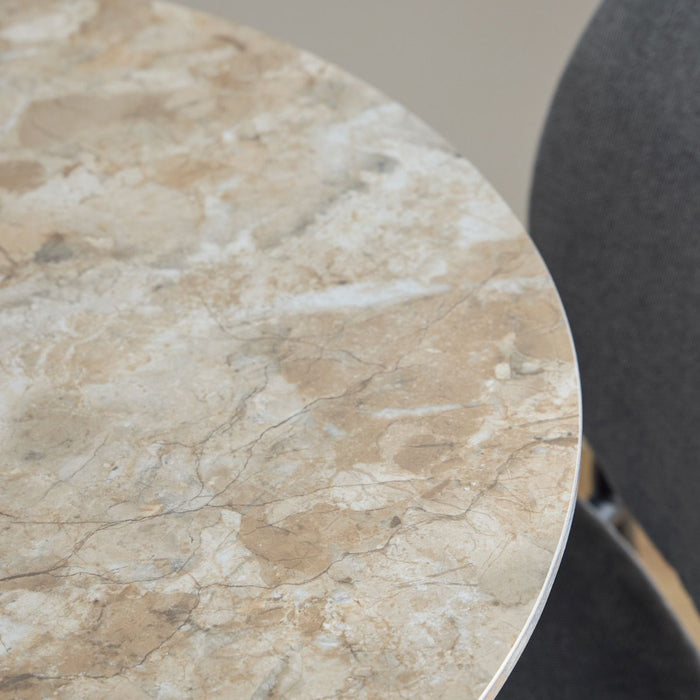 Malta 4 Seater Ceramic Round Dining Table Brown/Black 90x75cm