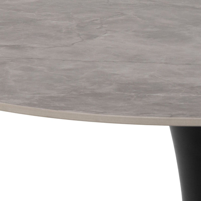 Malta 4 Seater Ceramic Round Dining Table Grey/Black 90x75cm
