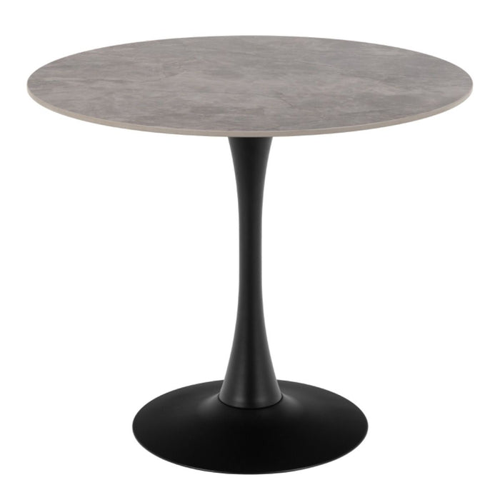 Malta 4 Seater Ceramic Round Dining Table Grey/Black 90x75cm