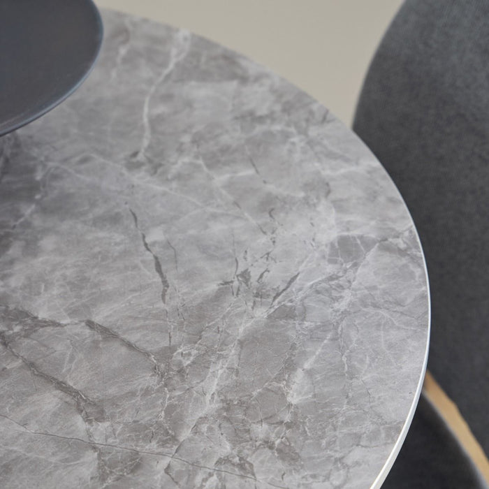 Malta 4 Seater Ceramic Round Dining Table Grey/Black 90x75cm